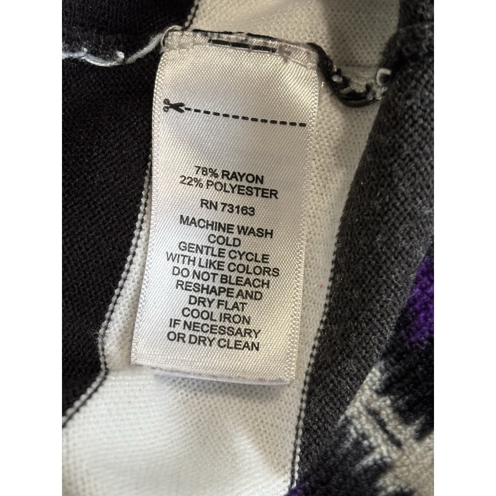Cable & Gauge Black/White/Gray‎ 3/4 Sleeve Sweater Button Back Size Large - Picture 8 of 8